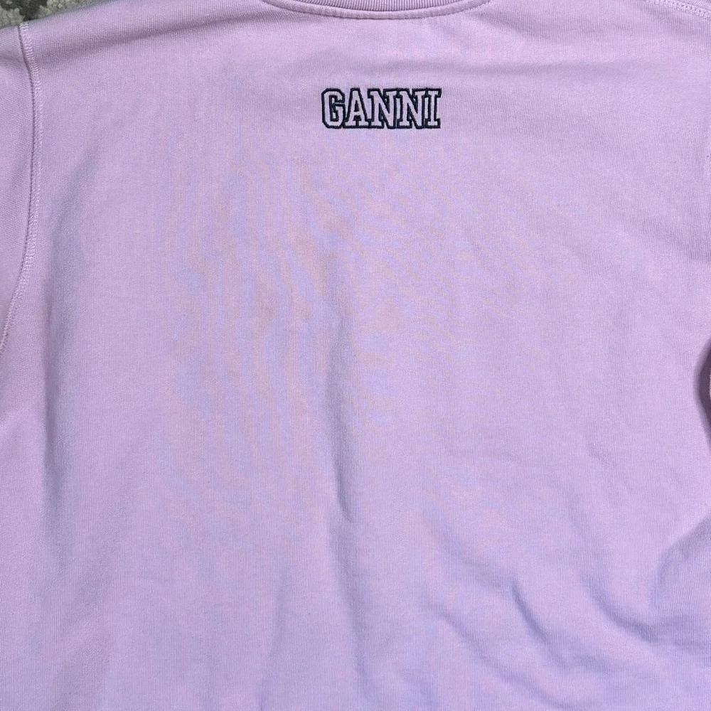 Ganni Software Puff Sleeve Sweet Lilac Rose Pink Sweatshirt Medium - Picture 9 of 10